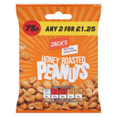 Jacks - Honey Roasted Peanuts - 55g's honey roasted peanuts.